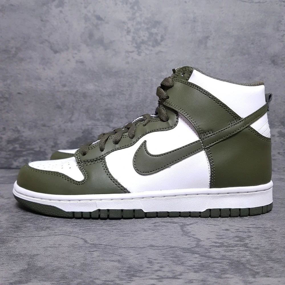 NIKE Dunk High Top Shoes GS Kids‎ 7 Y Womens 8.5 White Cargo Green DB2179-105